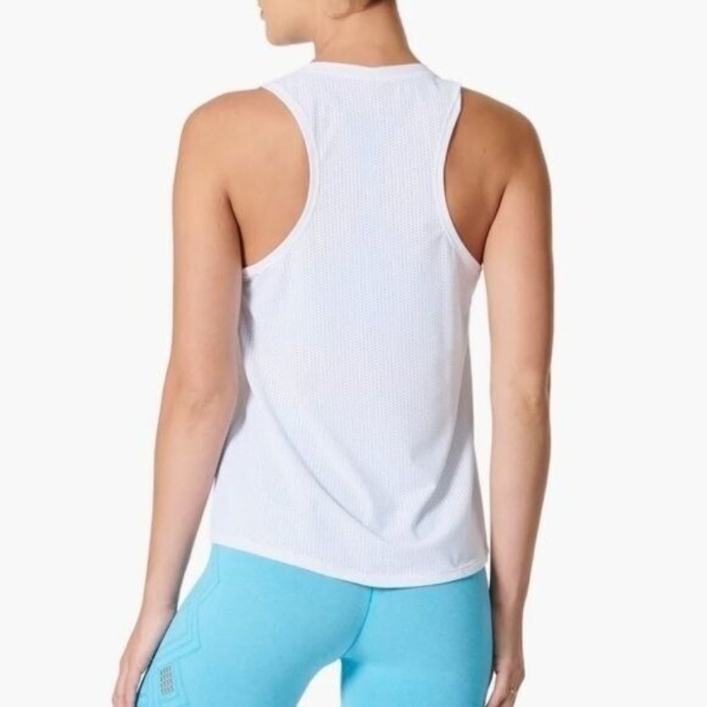 NUX White Sweat Yoga Tank Sleeveless Crewneck Lightweight Workout Top Size XS - Picture 2 of 10